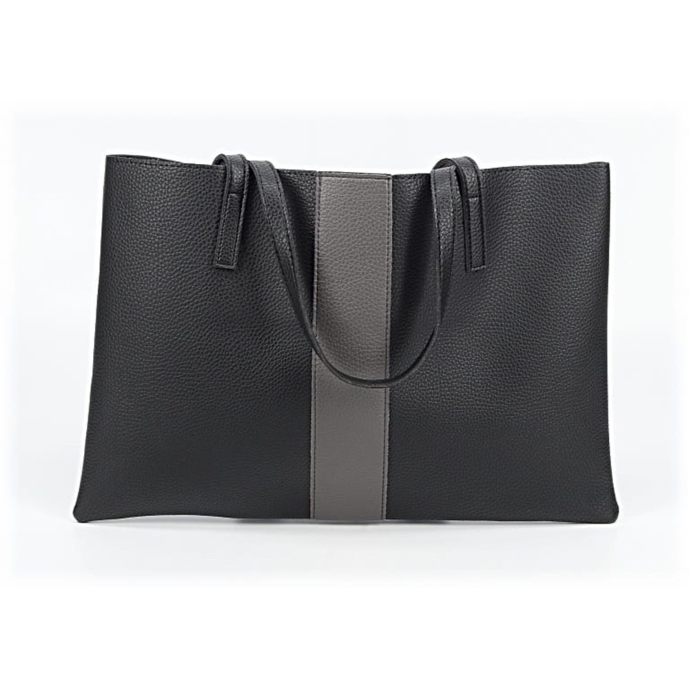 Vince Camuto Luck Tote- Black/Gray Stripe